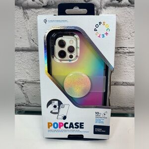 Popsockets PopCase x PopGrip Slide iPhone 12 PRO MAX Case Rainbow Glitter NEW